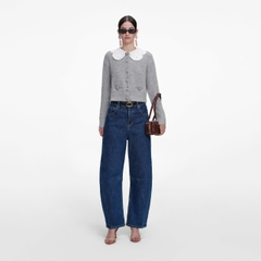 ÁO KHOÁC CARDIGAN CỔ REN MÀU XÁM