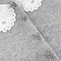 ÁO KHOÁC CARDIGAN CỔ REN MÀU XÁM