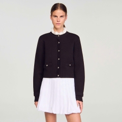 ÁO CARDIGAN CÓ CỔ BÈO NHÚN CÓ THỂ THÁO RỜI