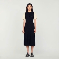 Váy maxi dệt kim tay hến