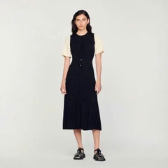 Váy maxi dệt kim tay hến