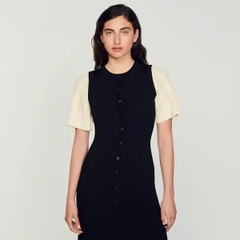 Váy maxi dệt kim tay hến