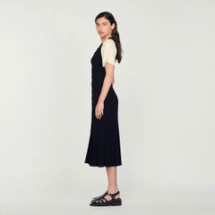 Váy maxi dệt kim tay hến
