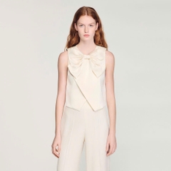 ÁO CROPTOP BẰNG SATIN THẮT NƠ