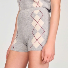 Quần short len cashmere họa tiết thoi