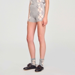 Quần short len cashmere họa tiết thoi