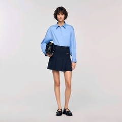 CHÂN VÁY NGẮN KẺ SỌC XẾP LY