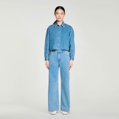 Áo sơ mi denim đính đá