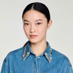 Áo sơ mi denim đính đá