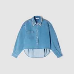 Áo sơ mi denim đính đá