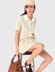 Áo sơ mi MAJE hoa nhí vàng cổ đức dáng crop (set 2pcs tách set)