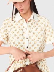 Áo sơ mi MAJE hoa nhí vàng cổ đức dáng crop (set 2pcs tách set)