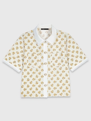 Áo sơ mi MAJE hoa nhí vàng cổ đức dáng crop (set 2pcs tách set)