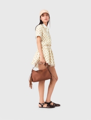 Áo sơ mi MAJE hoa nhí vàng cổ đức dáng crop (set 2pcs tách set)