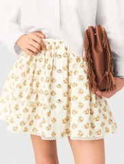 Chân váy MAJE thô hoa nhí vàng dáng mini xoè (set 2pcs tách)