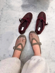 Giày ALAIA Beaded mesh Ballerinas Flats - Bản bling