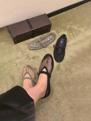 Giày ALAIA Beaded mesh Ballerinas Flats - Bản bling