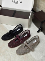 Giày ALAIA Beaded mesh Ballerinas Flats - Bản bling