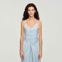 ĐẦM MAXI HIỆU ỨNG SATIN CÓ DÂY ĐEO