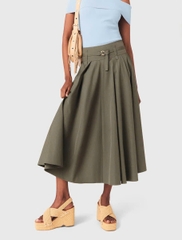 Chân váy midi cotton xếp ly
