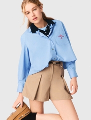 Quần short cotton xếp ly