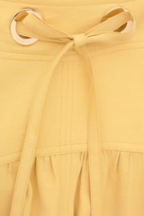 Chân váy midi kaki vàng kèm belt