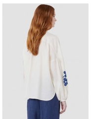 Sơ mi Weekend MaxMara tay đèn lồng thêu hoa xanh