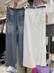 Quần denim lạnh T -Flatform dáng suông kèm belt 2 màu (V68280)