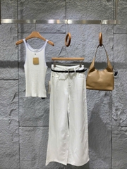Quần denim lạnh T -Flatform dáng suông kèm belt 2 màu (V68280)