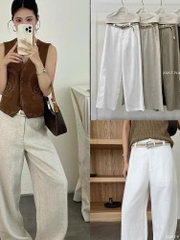 Quần suông linenT-Flatform  kèm belt 4 màu (6232)