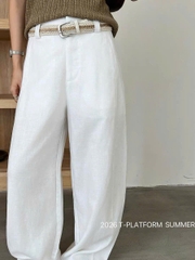 Quần suông linenT-Flatform  kèm belt 4 màu (6232)