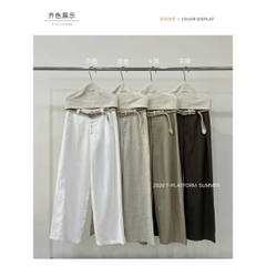 Quần suông linenT-Flatform  kèm belt 4 màu (6232)