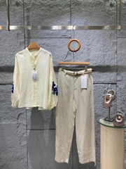 Quần suông linenT-Flatform  kèm belt 4 màu (6232)