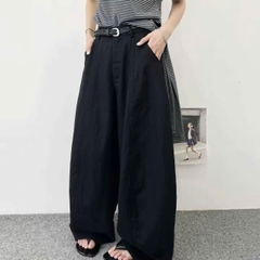 Quần suông T-Flatform ống cong phối khuy bấm 3 màu kèm belt (6258)