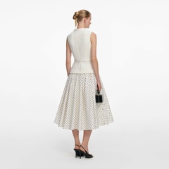ĐẦM MIDI CHẤM BI VẢI BOUCLE MÀU KEM