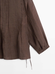 ÁO BLOUSE OVERSIZE BẰNG LANH, DÁNG SUÔNG MỀM MẠI CÓ CHI TIẾT BÈO NHÚN