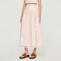 ÁO CROPTOP BẰNG COTTON VỚI VIỀN REN/ VÁY DÀI BẰNG VẢI COTTON CÓ VIỀN