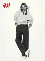 Quần suông denim HM cạp chun