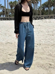 Quần suông denim HM cạp chun