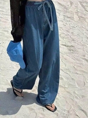 Quần suông denim HM cạp chun