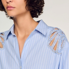 VÁY NGẮN KẺ SỌC BẰNG VẢI COTTON