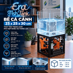 Bể cá cảnh, chất liệu: thuỷ tinh, KT: 
25x25x30 cm, mới 100 %. Lắp ráp sẵn