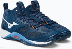 Giày Bóng Chuyền Mizuno Wave Momentum 2 Mid - Xanh