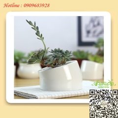 Gốm Trụ Ống Uốn Cong Trắng