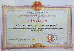 UBND TỈNH THÁI NGUYÊN KHEN THƯỞNG