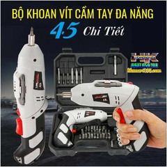 BỘ MÁY KHOAN VÍT SẠC ĐIỆN CẦM TAY 45 CHI TIẾT