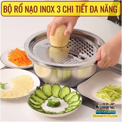 BỘ RỔ NẠO INOX 3 CHI TIẾT ĐA NĂNG TIỆN LỢI