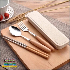 BỘ THÌA- DĨA- ĐŨA INOX CAO CẤP KÈM HỘP ĐỰNG LÚA MẠCH