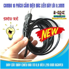 SIÊU RẺ COMBO 10 PHÍCH CẮM ĐIỆN ĐÚC LIỀN DÂY CẮT THÁO MÁY LÕI 0.5MM DÀI 1.2M