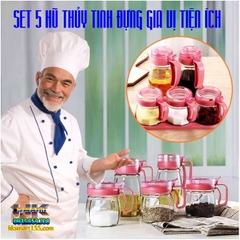 SET 5 HŨ THỦY TINH ĐỰNG GIA VỊ TIỆN ÍCH